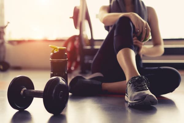 Resident working out at Parkside Towns in Richardson, Texas