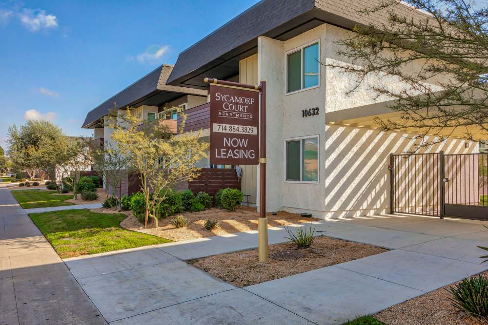 Signage at Sycamore Court in Garden Grove, California