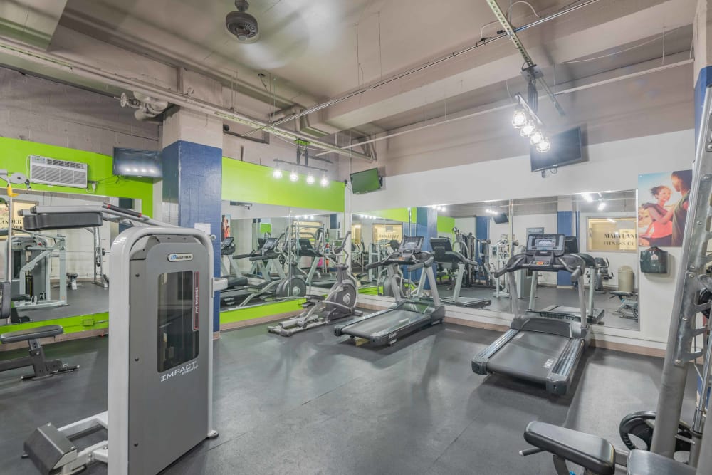 Modern fitness center at The Marylander Apartment Homes