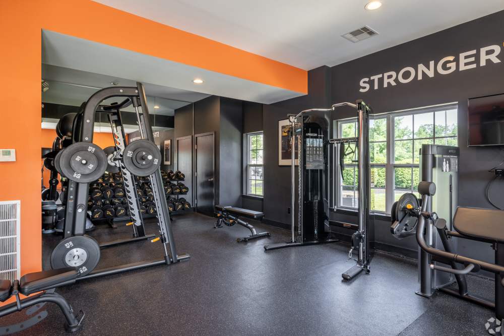 Fitness Center with Free Weights at Aspen Court in Piscataway, New Jersey