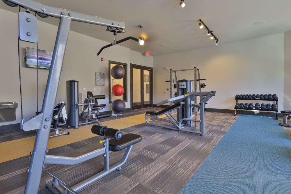 Yoga and spin studio space in gym at Olympus at Waterside Estates in Richmond, Texas