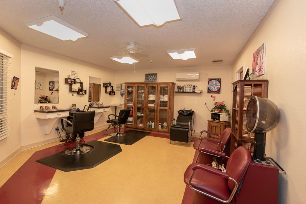 Hair salon at Roseville Commons Senior Living in Roseville, California