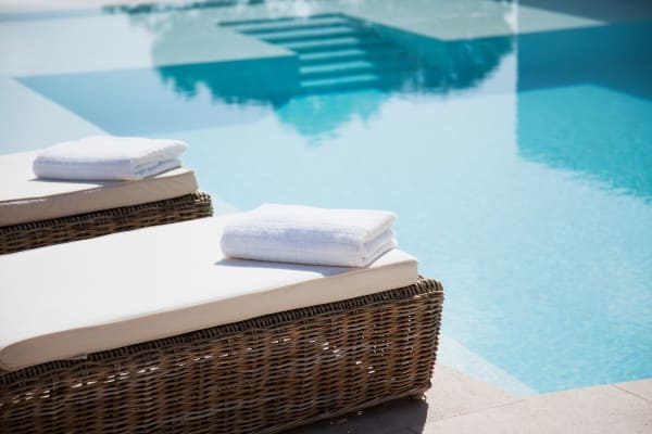 Resort-inspired swimming pool at Luma at Miramar in Miramar, Florida