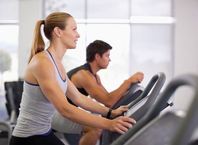 Young people exercising at Augusta Meadows fitness center in Tomball, Texas