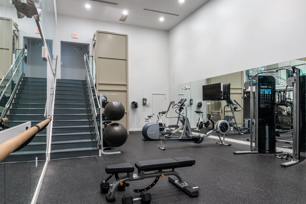 Interior of the fitness center at Windsor Park in Woodbridge, Virginia