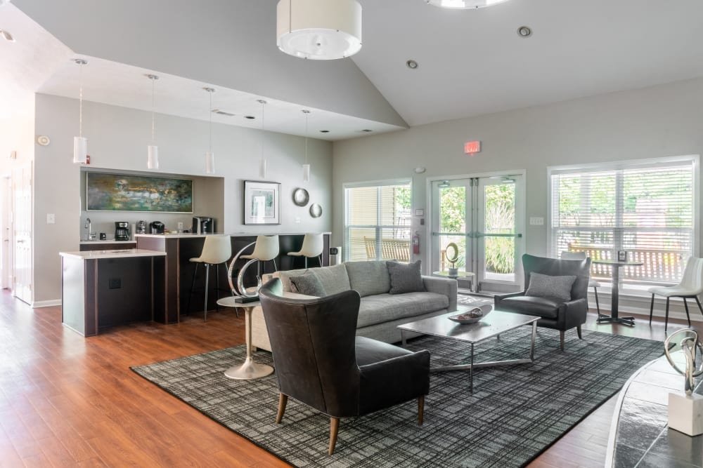 Comfortable seating in the community clubhouse at Windsor Park in Woodbridge, Virginia