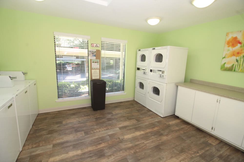 Laundry room for residents at Huntcliffe Apartments in Fair Oaks, California
