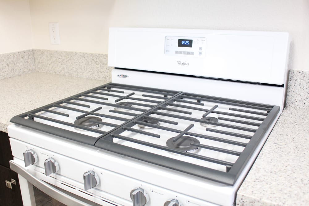 A gas range in a kitchen at Chesterton in San Diego, California