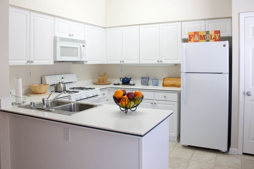 An upgraded townhome kitchen at The Village at NTC in San Diego, California