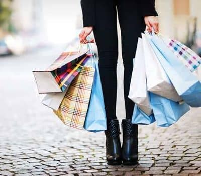 Resident holding shopping bags near Christopher Wren in Wexford, Pennsylvania