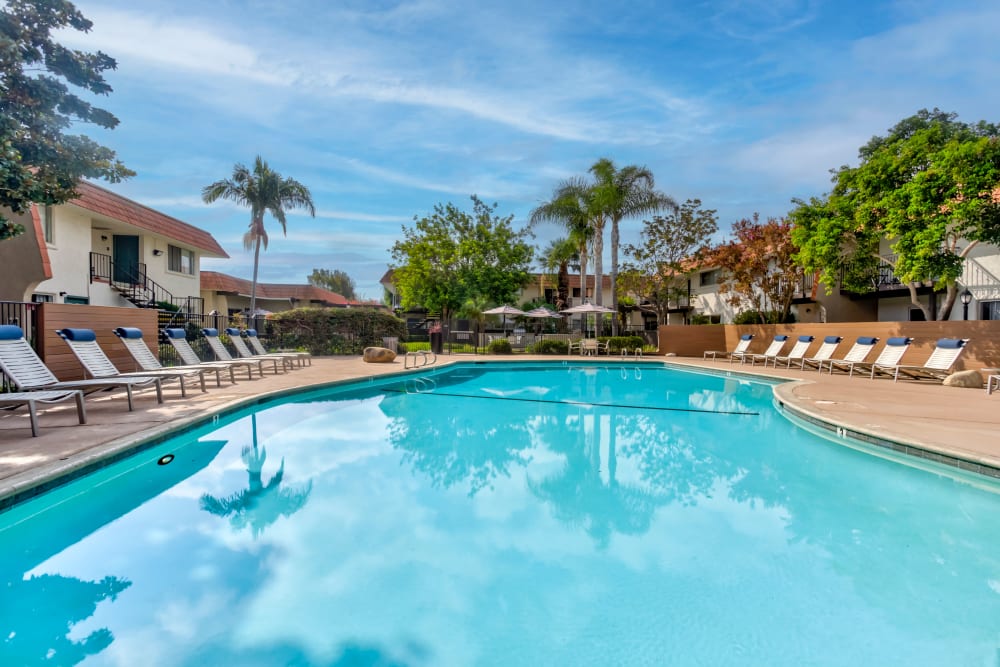 Huge refreshing swimming pool on a gorgeous day at Terra Camarillo in Camarillo, California