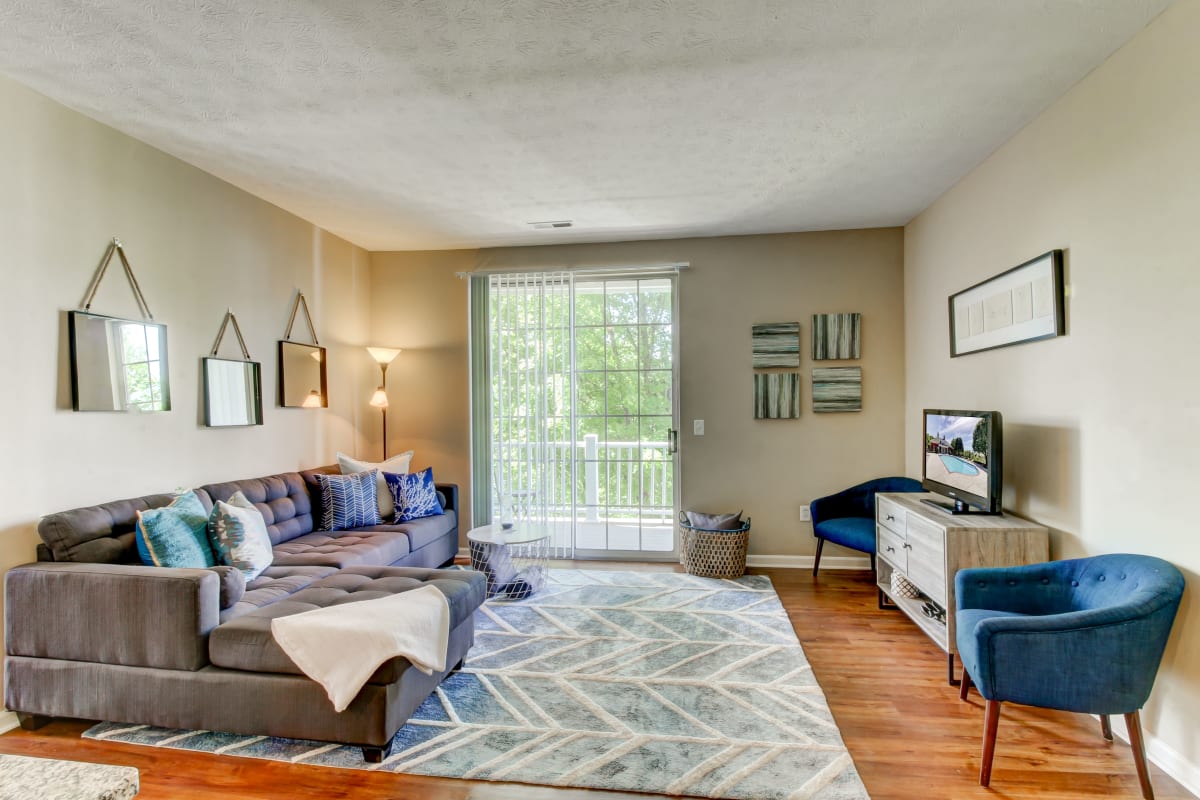 Living room at The Preserve at Beckett Ridge Apartments & Townhomes in West Chester, Ohio