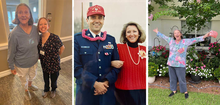 Three images including Carri Geczy, with the center image of Steve and Carri