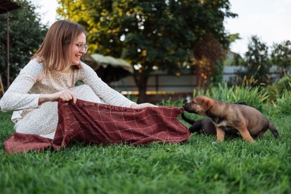 Puppy and her owner at Home Place Apartments in East Ridge, Tennessee