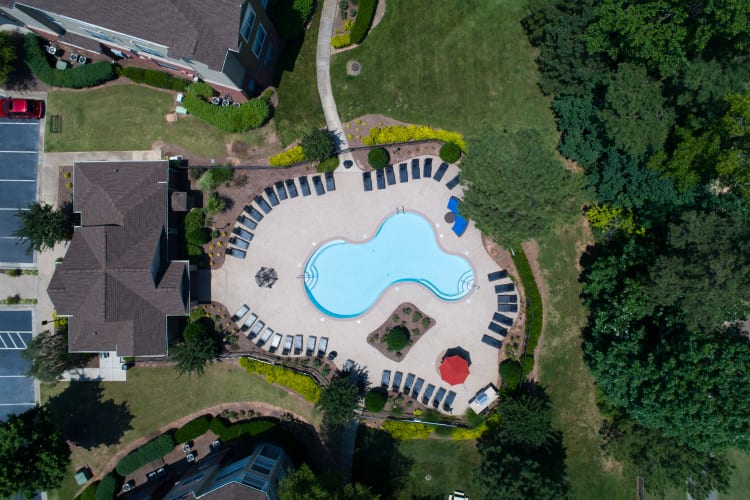 Swimming pool and exterior of Preston View in Morrisville, North Carolina