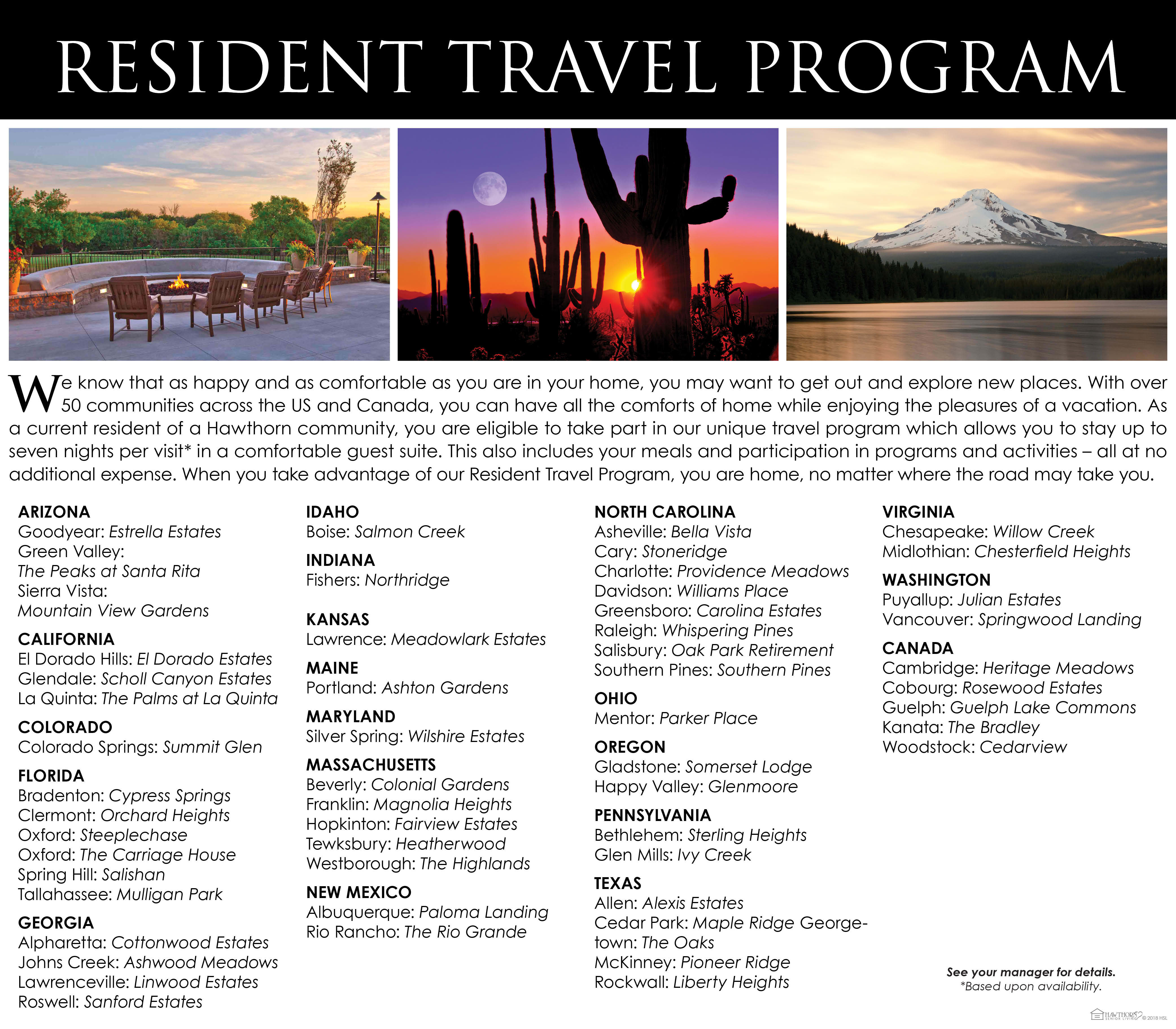 Resident Travel Program Capitol Ridge Gracious Retirement Living