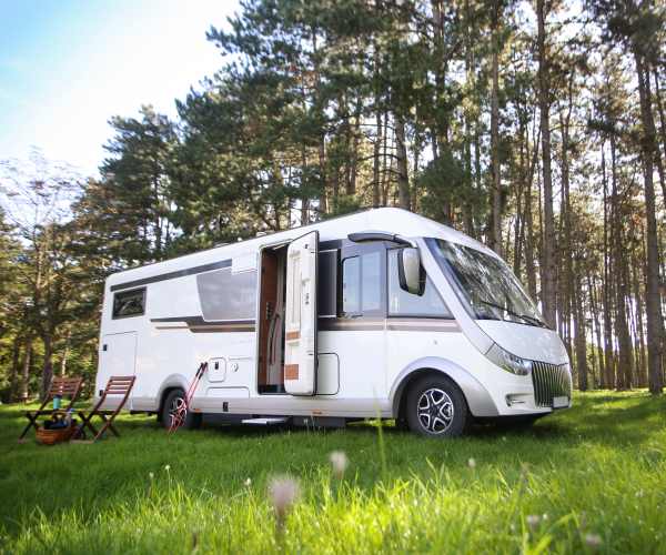 An RV on the road near Des Moines Way Self Storage in Seatac, Washington n