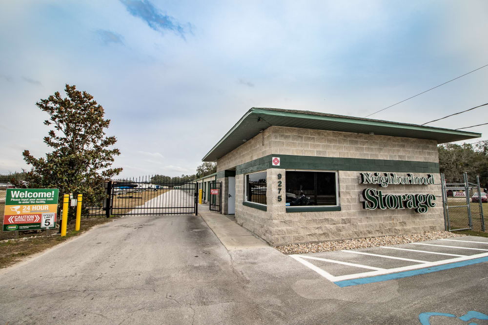 Entrance gate at Neighborhood Storage in Ocala