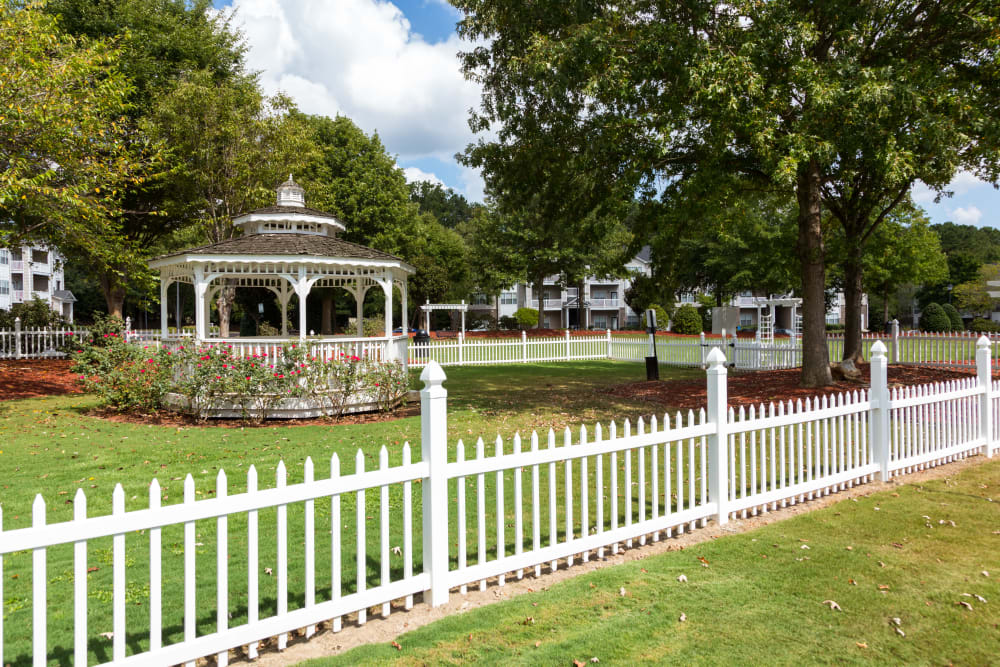 Beautiful green space with gazebos at City Harbor in Melbourne, Florida