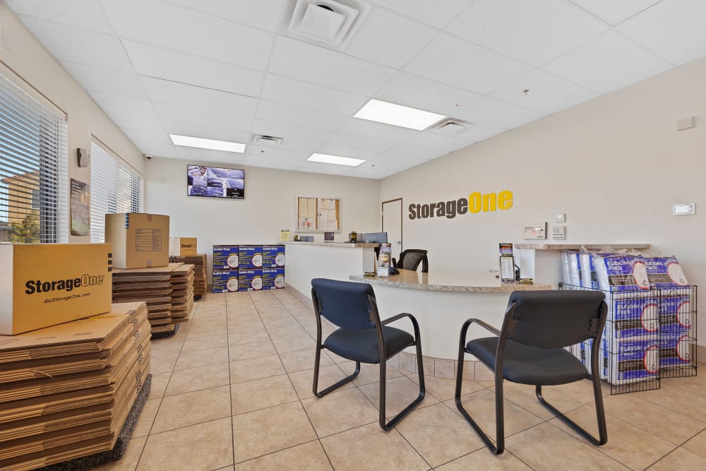 Interior of the leasing office at StorageOne Maryland Pkwy & Cactus in Las Vegas, Nevada