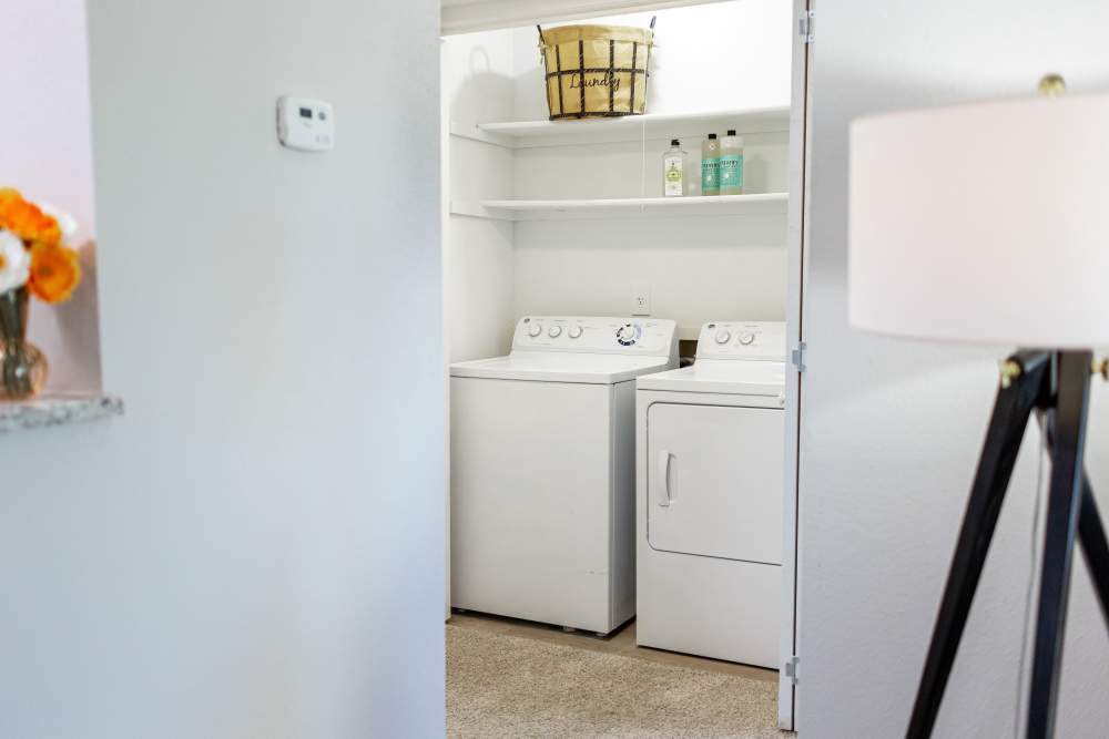 A convenient laundry room in a Premium Unit at Residences at Belmont in Fredericksburg, Virginia