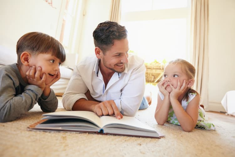 Family enjoying their spacious apartment at Longview Apartment Homes