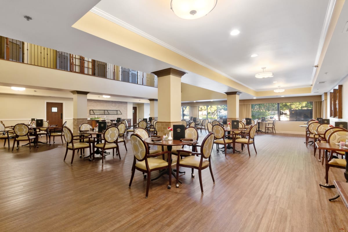 Spacious dining room at Claremont Place in Claremont, California