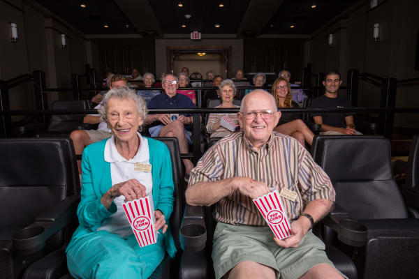 Movie night at El Dorado Estates Gracious Retirement Living in El Dorado Hills, California