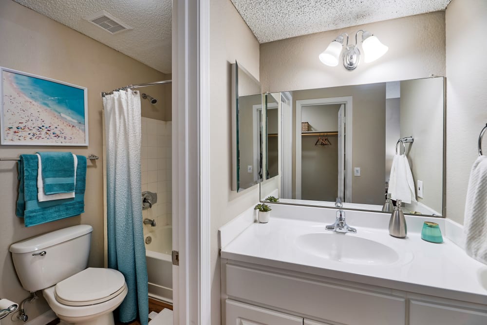 Bathroom with ample counter space at Greenspoint at Paradise Valley in Phoenix, Arizona