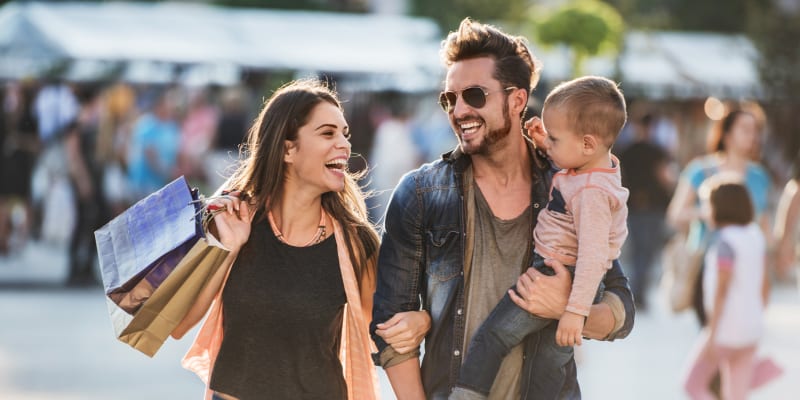 A resident family shopping near Madigan in Joint Base Lewis McChord, Washington