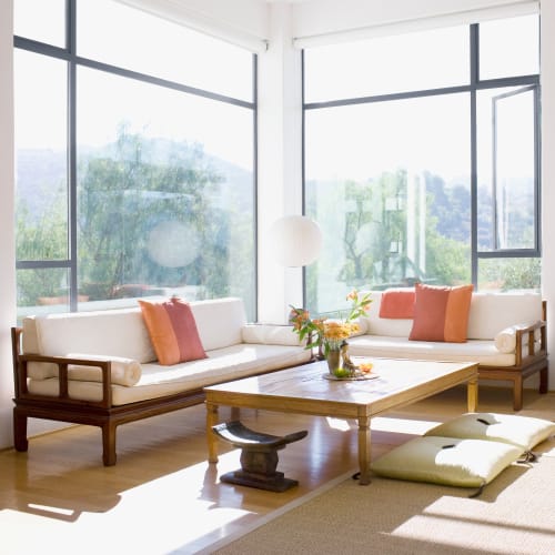 A furnished living room at Town Center in Joint Base Lewis McChord, Washington