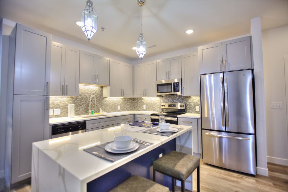 Rendering of a modern kitchen at Steelyard in St. Louis, Missouri