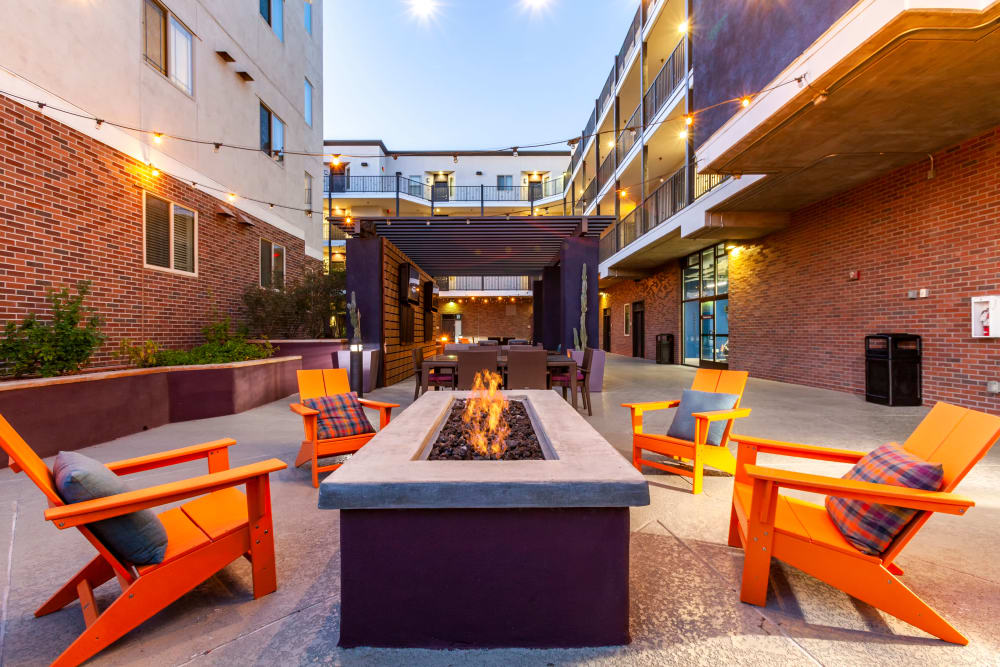 Outdoor fireplace at The Fleetwood in Tempe, Arizona