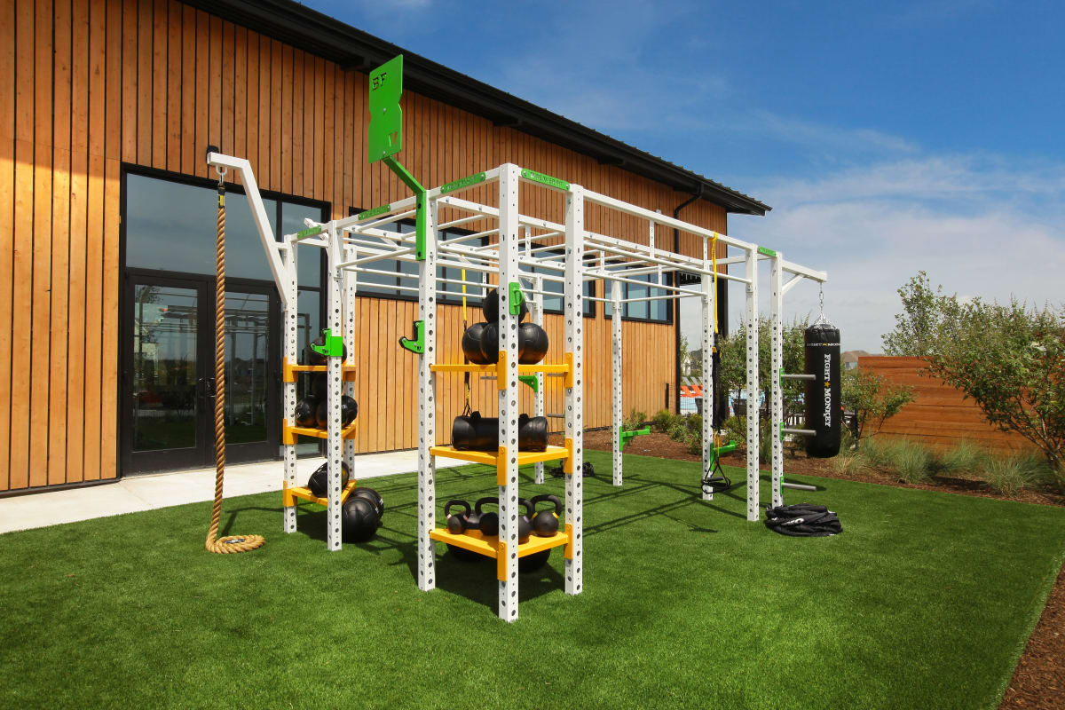 Outdoor fitness area at BB Living Harvest in Argyle, Texas
