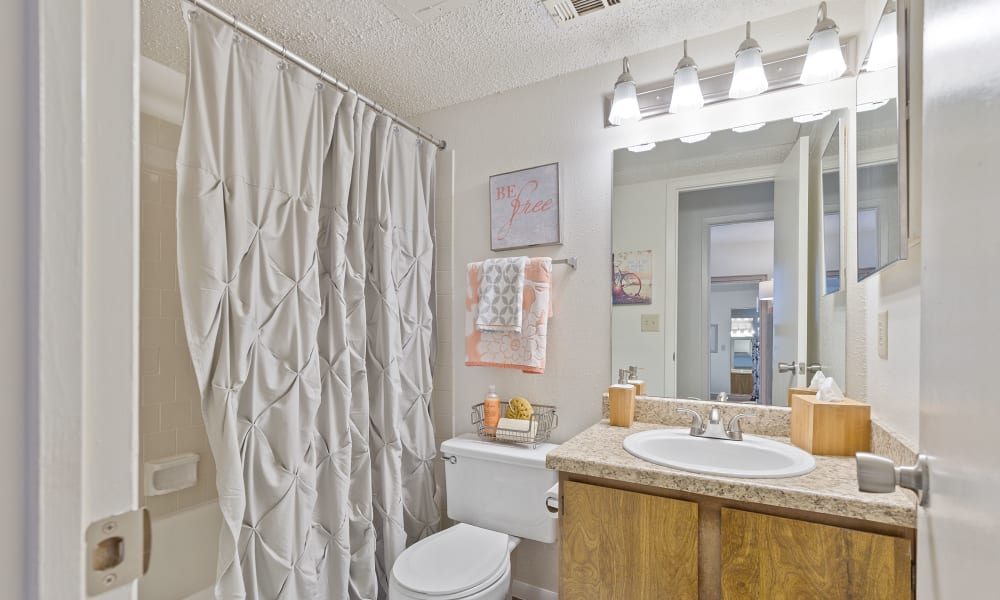 Bathroom at Cimarron Trails Apartments in Norman, Oklahoma