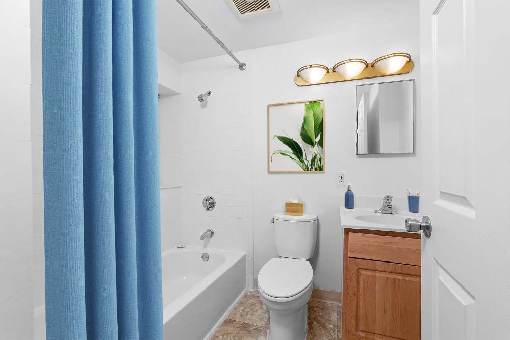 Spacious bathroom view at 64-70 Burbank Apartments in Boston, Massachusetts