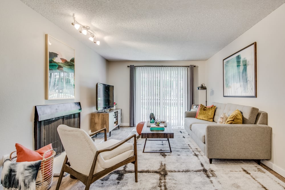 Modern Living Room at Copperstone Apartment Homes in Everett, Washington