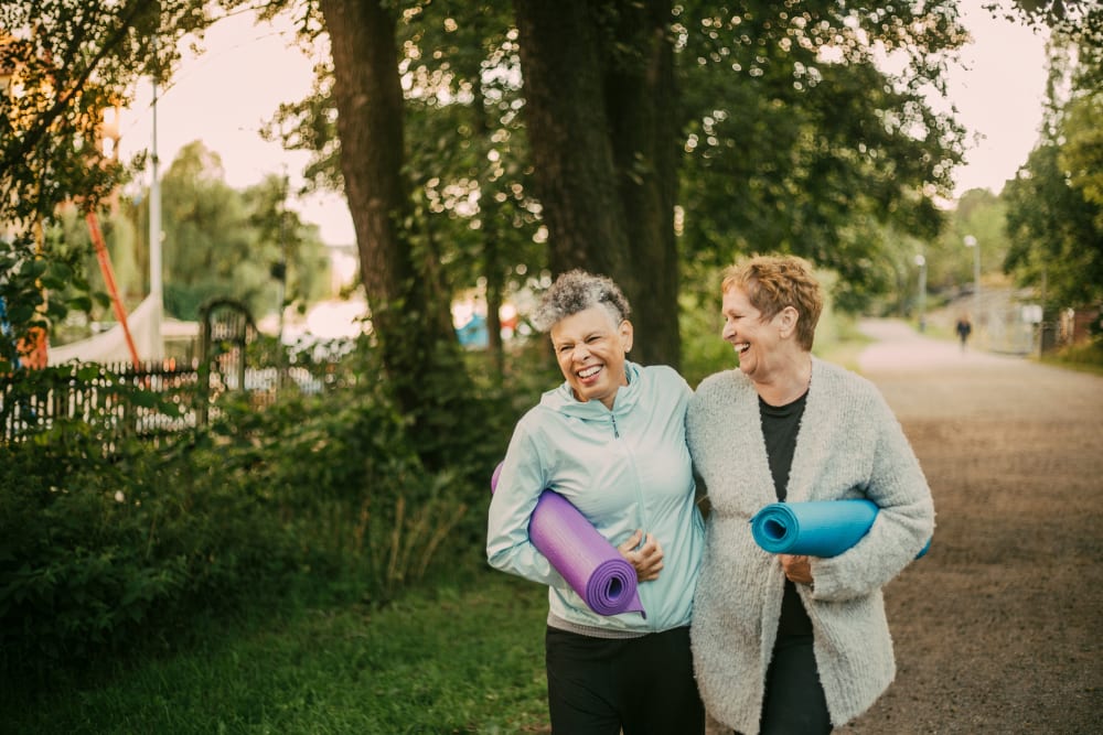 Residents going to yoga near Ruxton Tower in Towson, Maryland