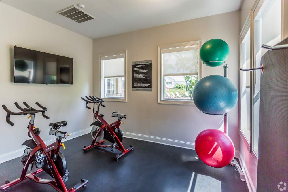 Fitness center with spin bikes