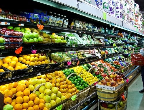 Produce section at the grocery store.