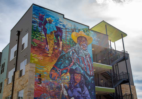 Community exterior art at Norman Commons in Austin, Texas