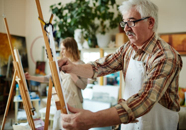 Seniors painting at Hacienda Del Rey in Litchfield Park, Arizona