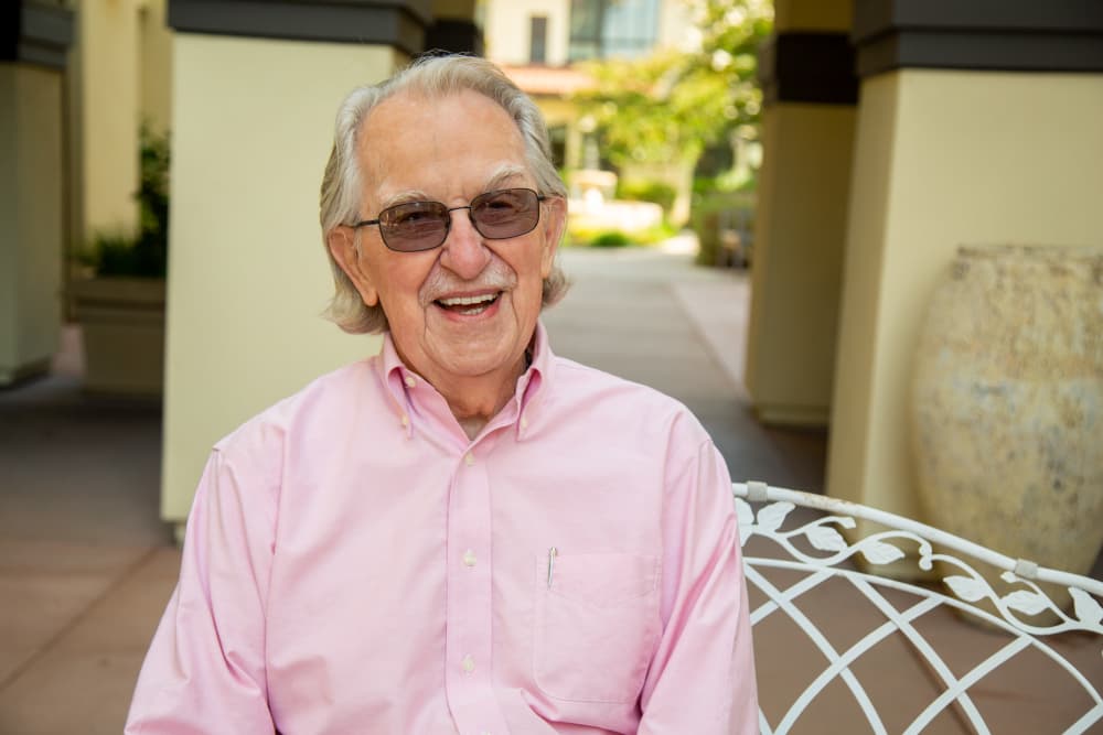 Happy resident at senior living community in Lafayette