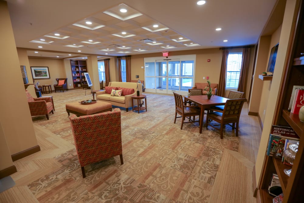 Seating in the lounge at Harmony at West Shore in Mechanicsburg, Pennsylvania