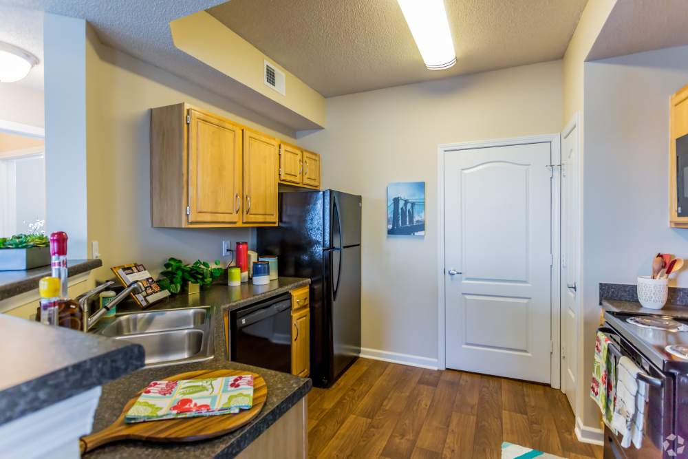 kitchen with black appliances