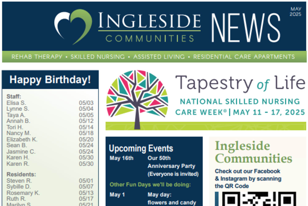 May 2025 Newsletter at Ingleside Communities in Mount Horeb, Wisconsin