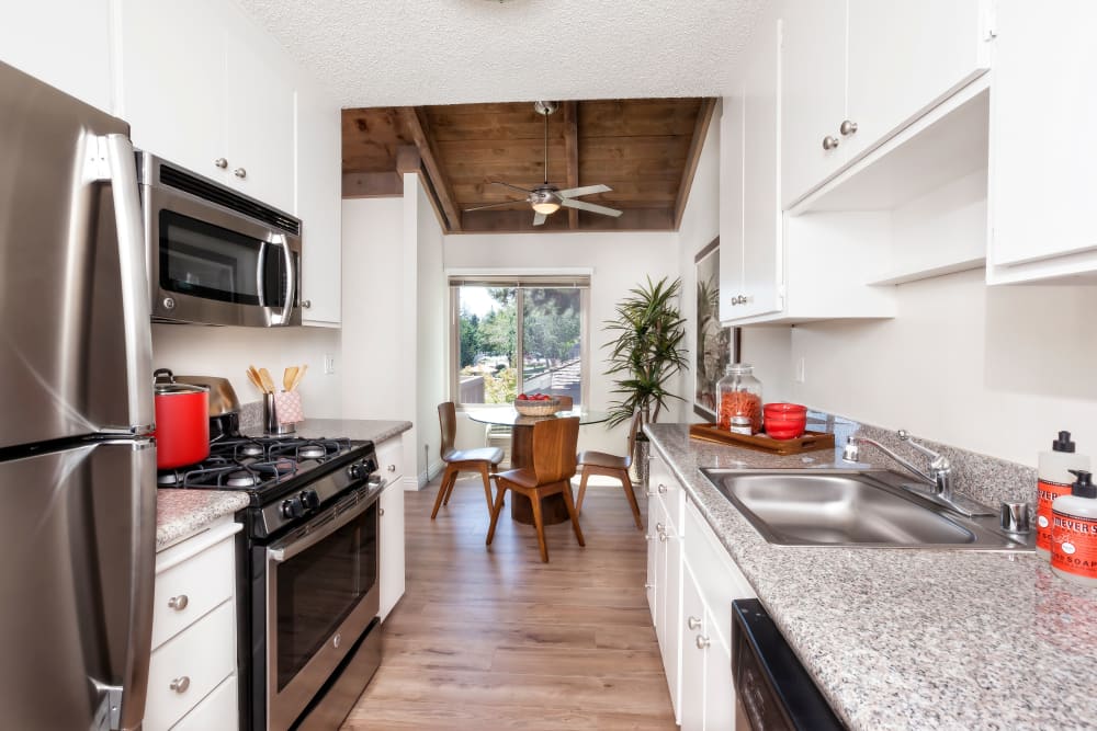 Kitchen layout at Glenbrook Apartments in Cupertino, California