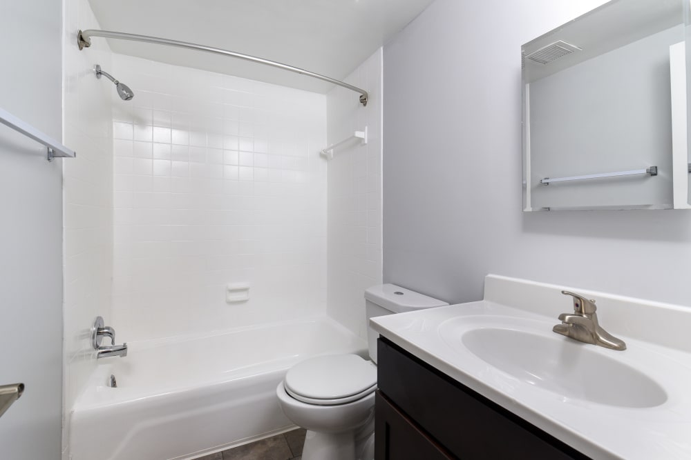 Model bathroom at Landmark Glenmont Station in Silver Spring, Maryland