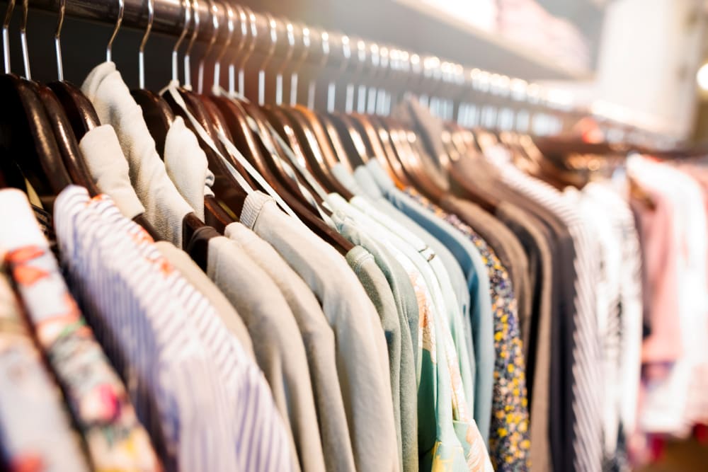 Various shirts in a closet near Devon Self Storage in Holland, Michigan