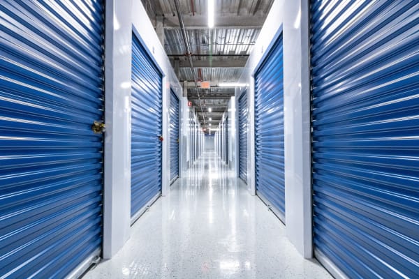 Interior hallway outside climate-controlled storage units at Atlantic Self Storage in Jacksonville, Florida